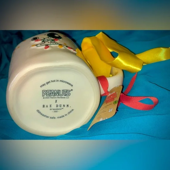 Rae Dunn Peanuts Snoopy Holiday Christmas Double Sided "Merry and Bright" Mug - Picture 4 of 6